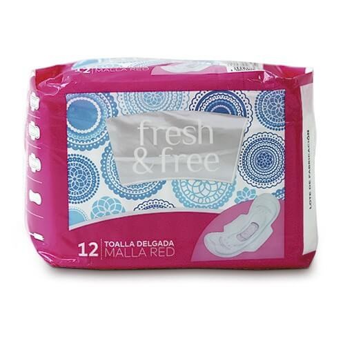 TOALLA FEMENINA MALLA RED FRESH & FREE 12 UND