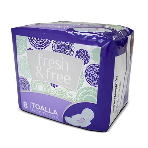 TOALLA FEMENINA NOCTURNA FRESH & FREE 8 UND