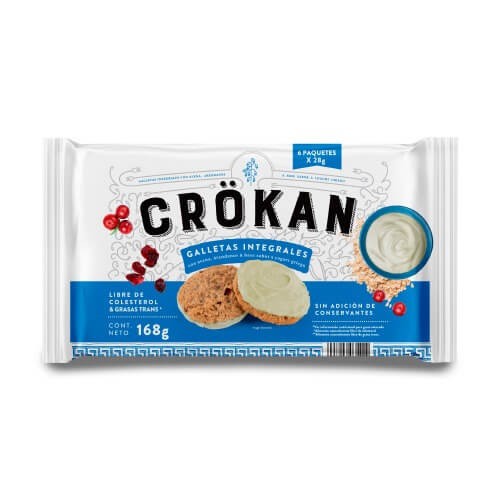 GALLETA INTEGRAL CON AVENA Y BASE SABOR A YOGUR CROKAN 168 G