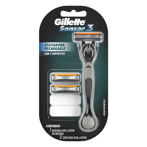 AFEITADORA RECARGABLE MANGO + 2 REPUETOS GILLETTE