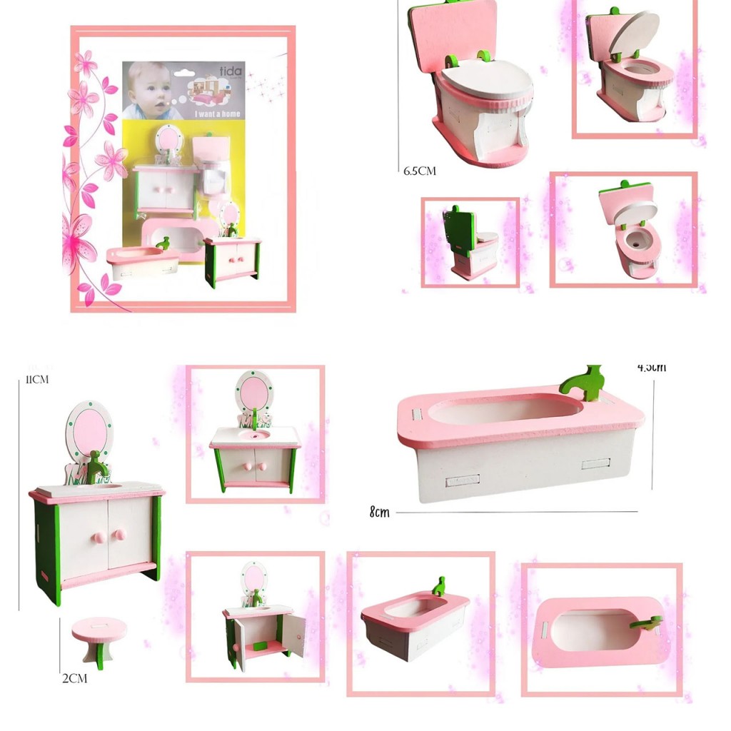Set Baño Muñeca Decoración Juguetes Juguetería Didáctico Set2 DJ269-7