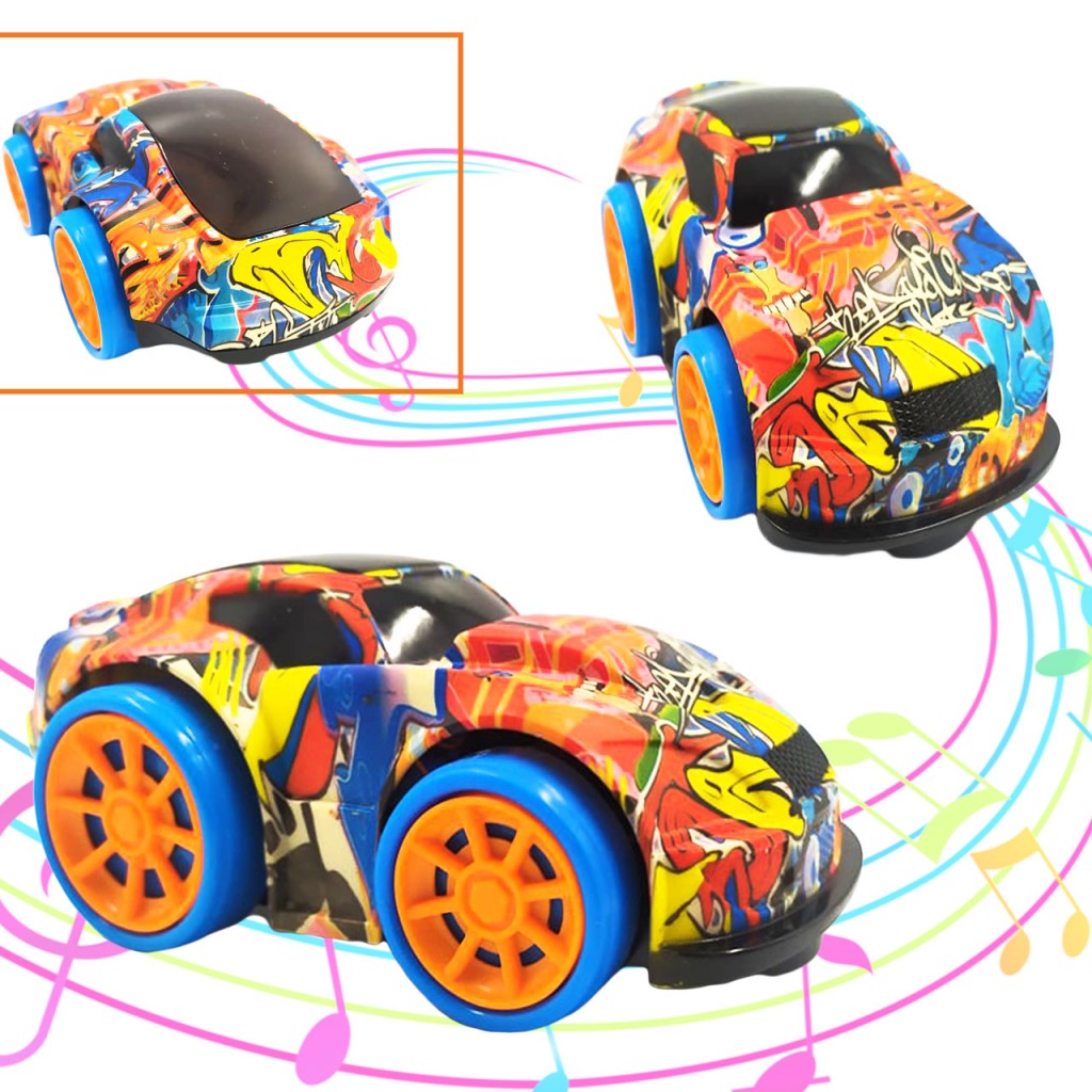 Carro Grafiti Luces Sonido Juegos Jugueteria Didáctico Ruedas Azules