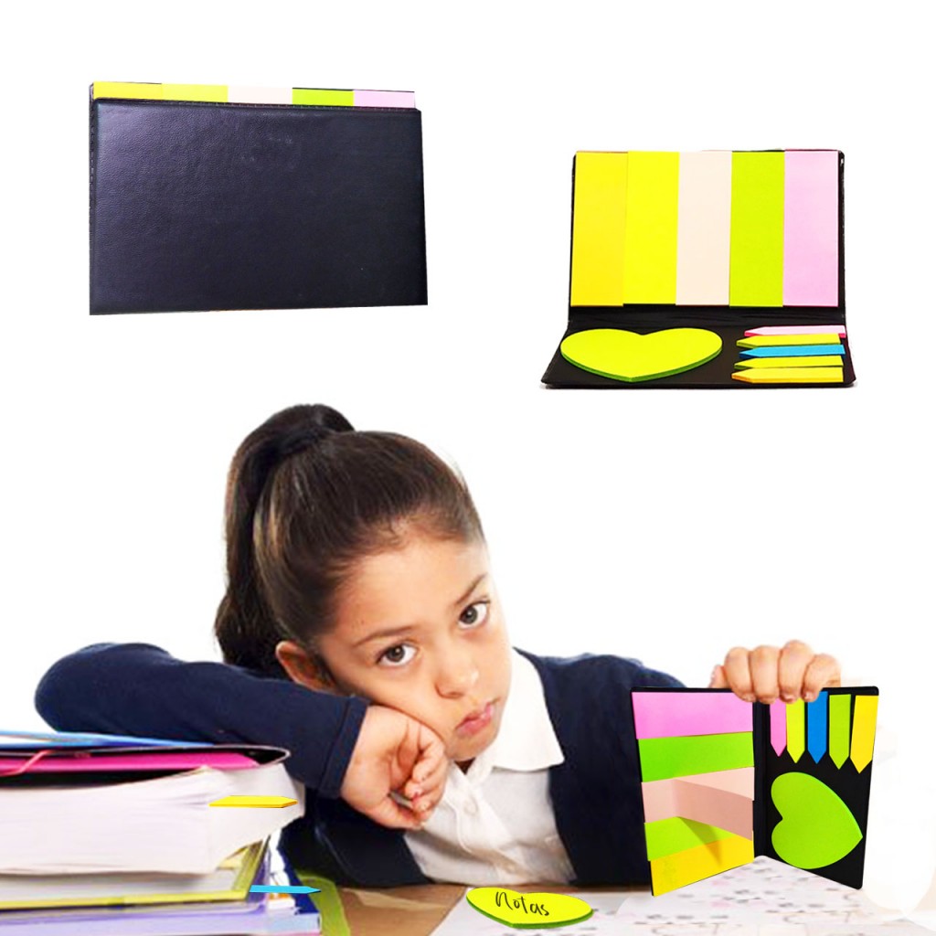 Notas Adhesivas Kit Billetera Colores Didáctico Niña Niño escuela oficina o casa