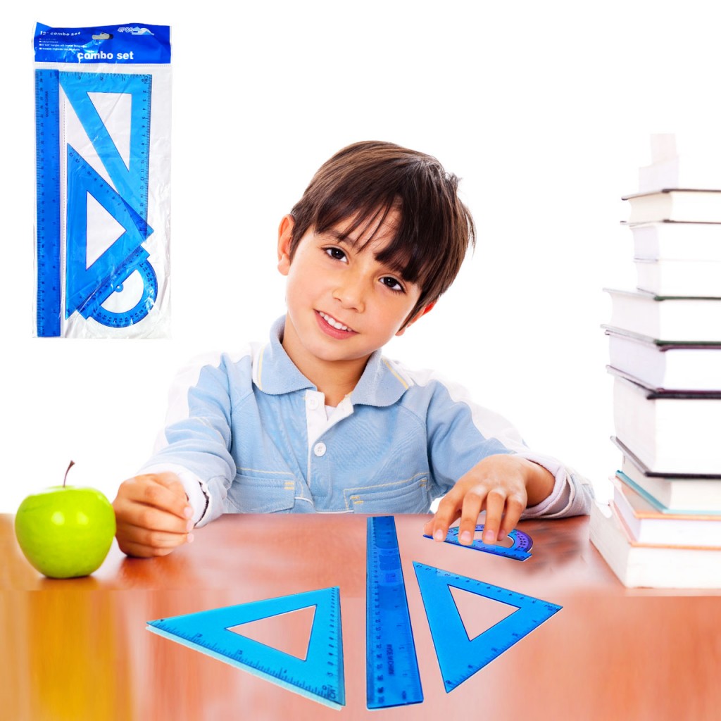 Kit Reglas Escolar 4 Piezas Didáctico Niños Niñas Hermoso