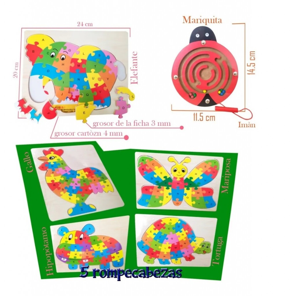 Rompecabezas Madera Juguetes Didáctico Jugueteria Juegos