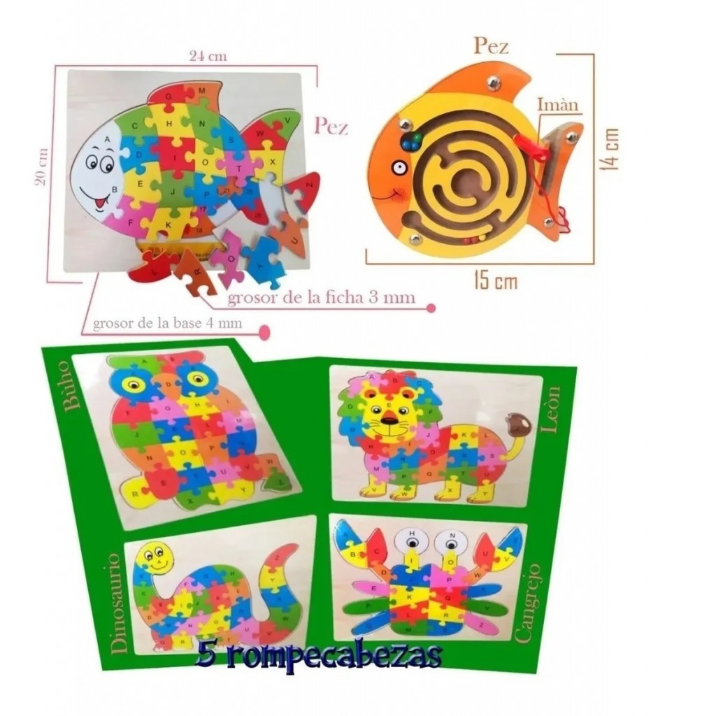 Rompecabezas Madera Juguetes Didactico Jugueteria Juegos