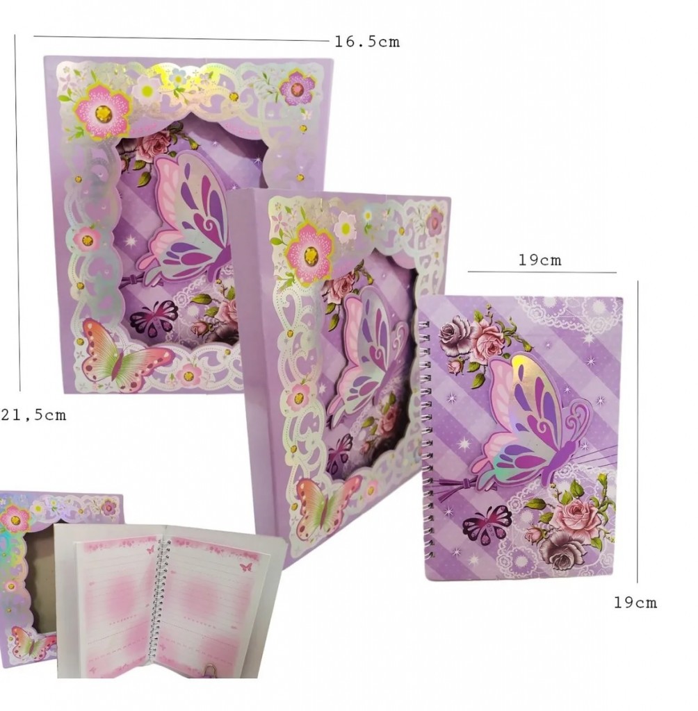 Diario Mariposa Cuaderno Juguete Jugueteria Juegos MoradoDJ0121-2