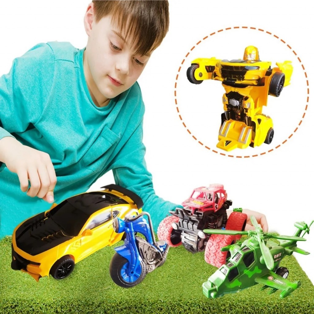 Carro Transformers Helicoptero Moto X4 Juguete Didáctico Kit