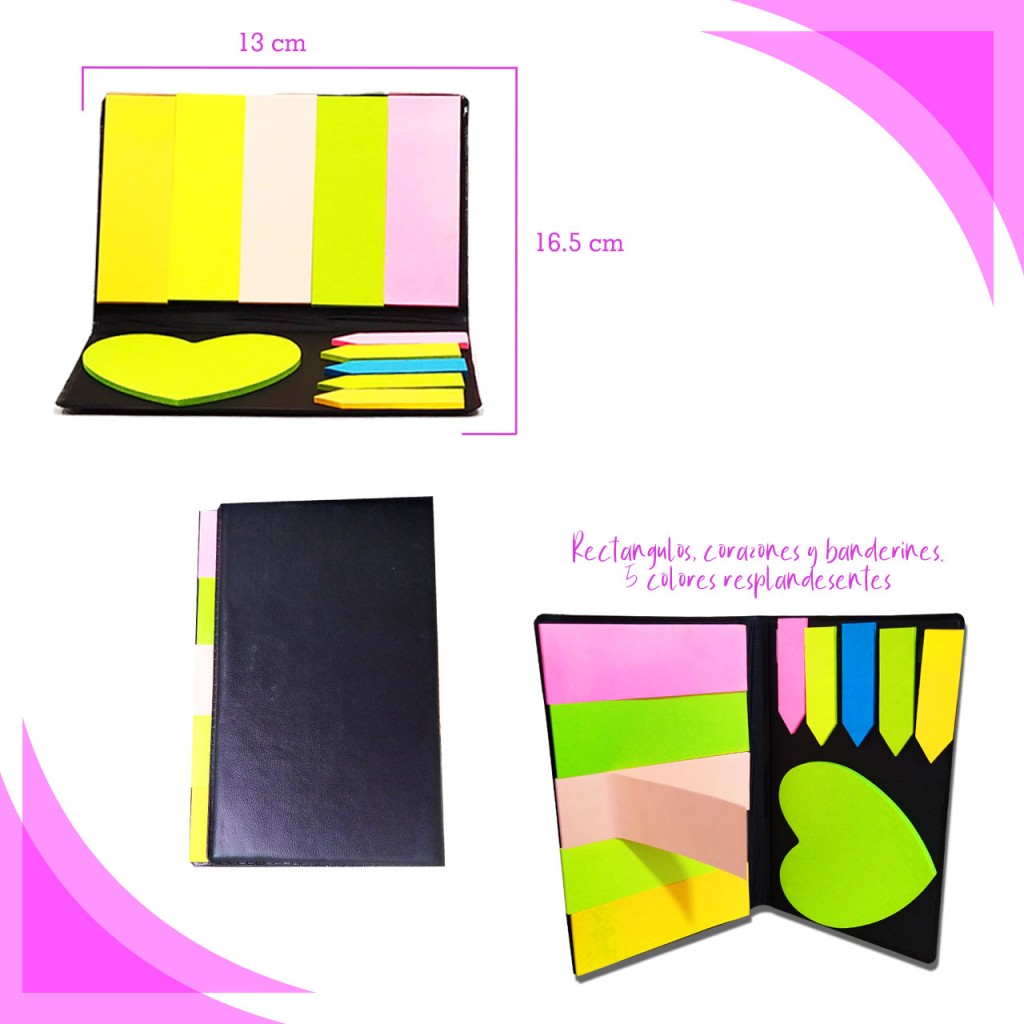 Notas Adhesivas Kit Billetera Colores Didáctico Niña Niño escuela oficina o casa