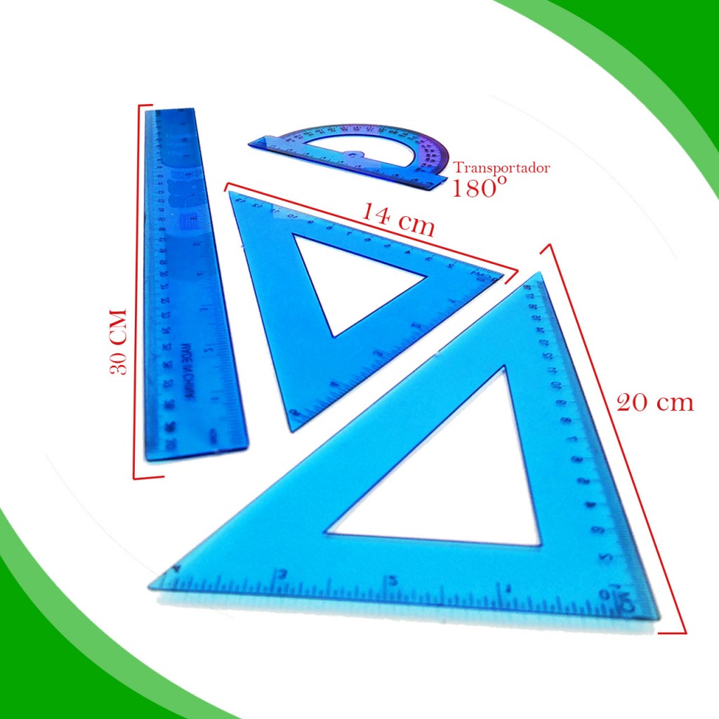 Kit Reglas Escolar 4 Piezas Didáctico Niños Niñas Hermoso