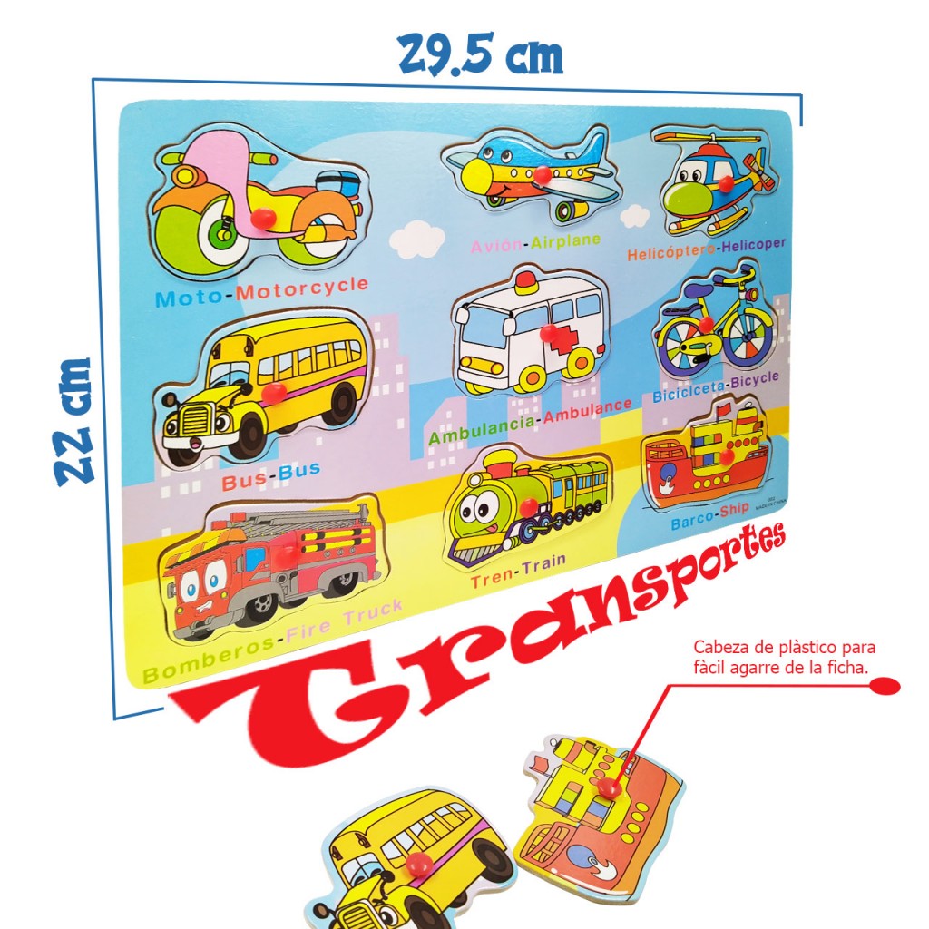 Rompecabezas transportes 2 Madera Juguetes Didactico Jugueteria