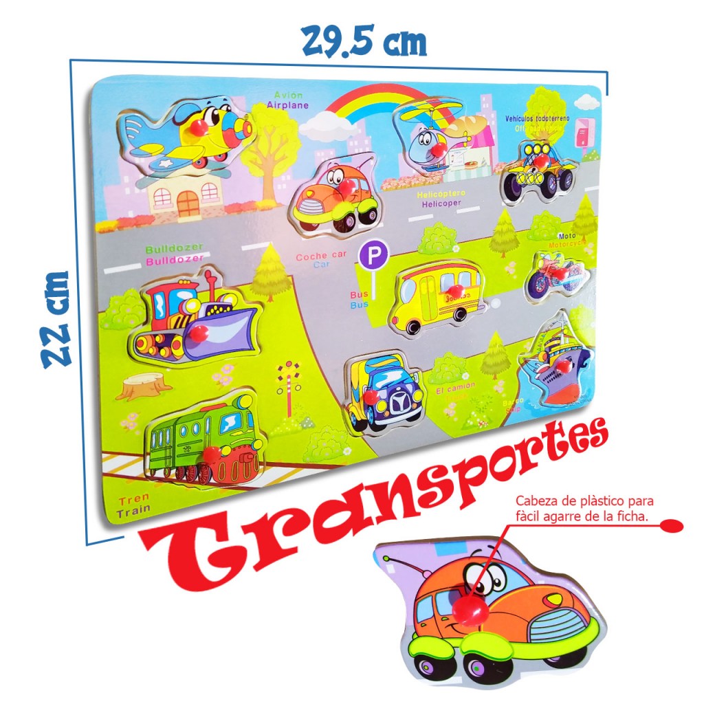 Rompecabezas Transportes 1 Madera Juguetes Didactico Jugueteria