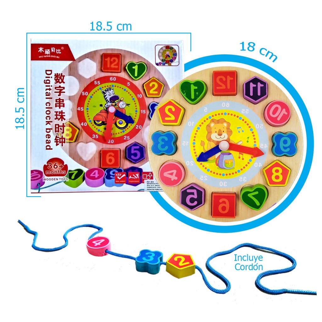 Rompecabezas Reloj Madera Juguete Aprendizaje Didáctico DJ3592