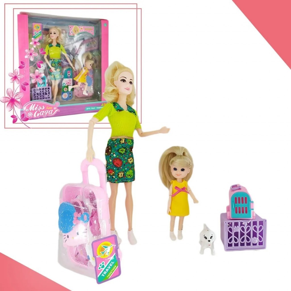 Muñeca Tipo Barbie Accesorios Mascotas Viaje Juguetes
