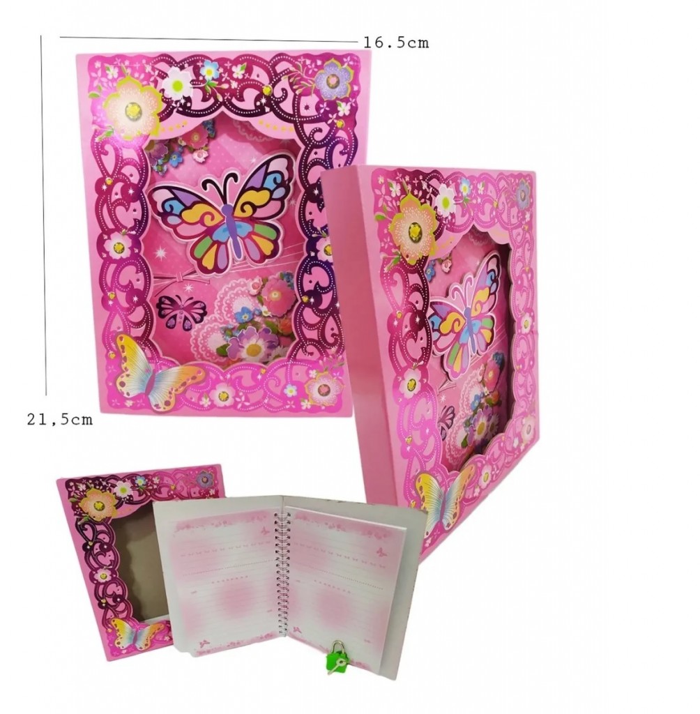 Diario Mariposa Cuaderno Juguete Jugueteria Juegos Fucsia DJ0121-2