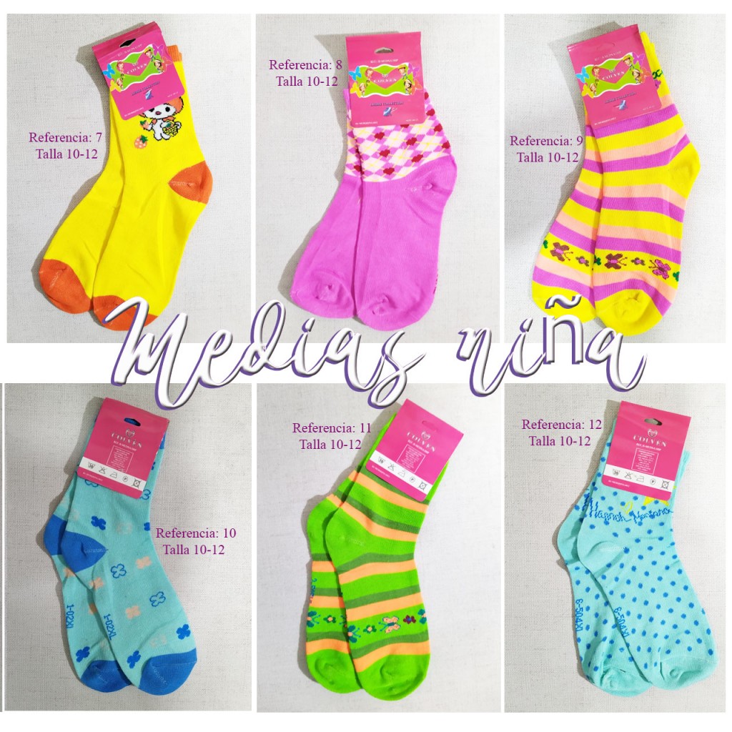 Medias Niña 10-12 Calcetines Ropa Accesorios Colores Diseño