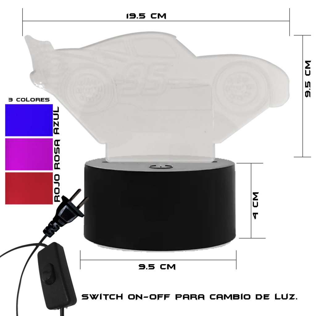 Cars Lampara Rayo Mcqueen Juguete Jugueteria Luz Led Niño DJ3000-467