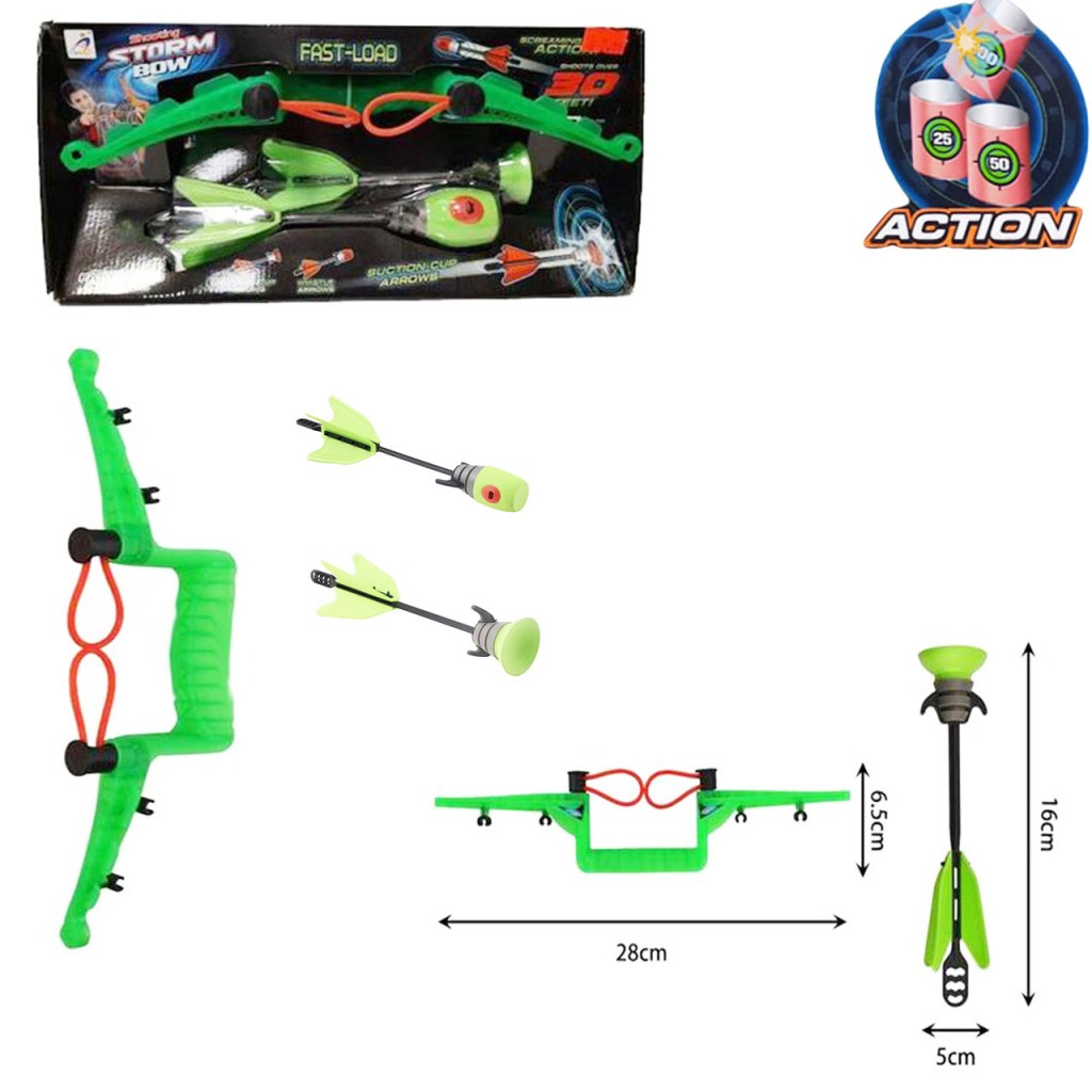 Arco Flechas Juguete Niños Lanzador Juguetería Juego Verde