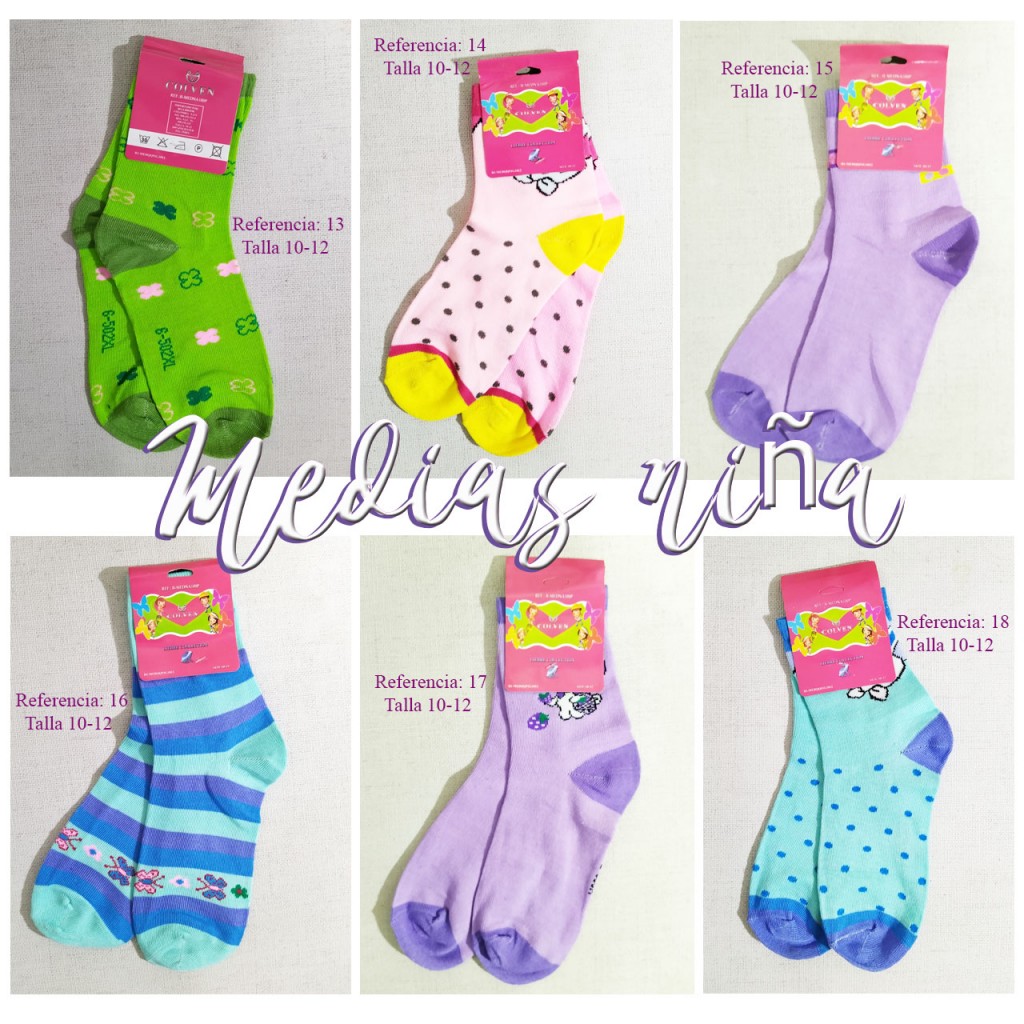 Medias Niña 10-12 Calcetines Ropa Accesorios Colores Diseño