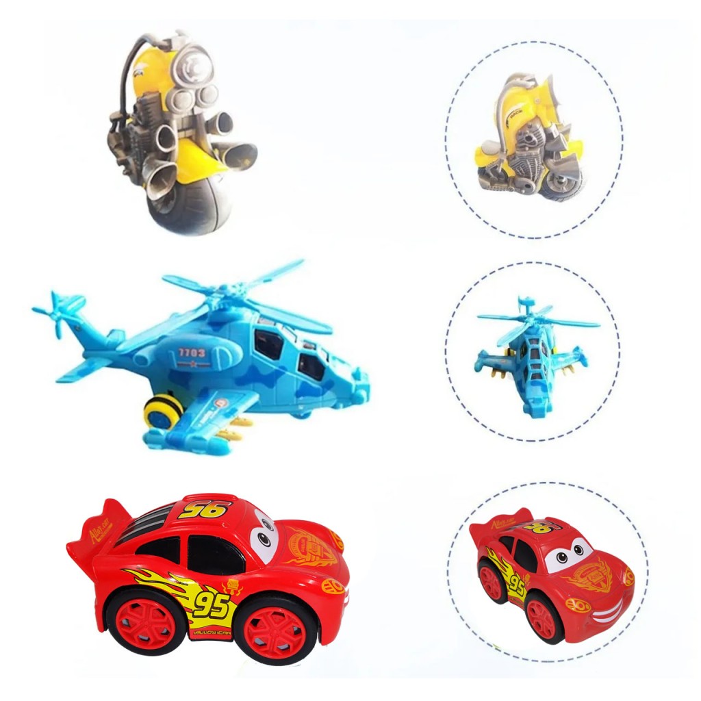 Carro Transformers Helicoptero Moto X4 Juguete Didáctico Kit