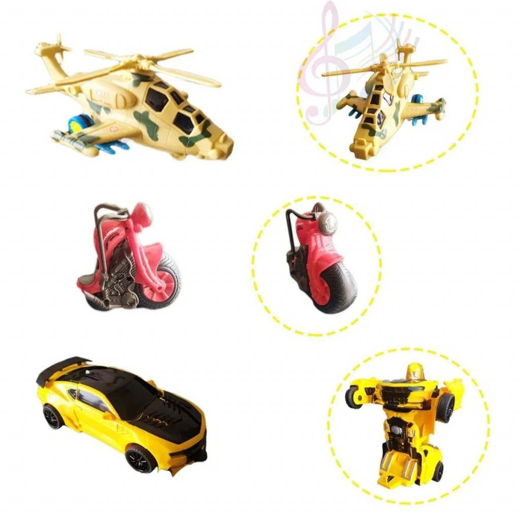 Carro Transformers Helicoptero Moto X4 Juguete Didáctico Kit