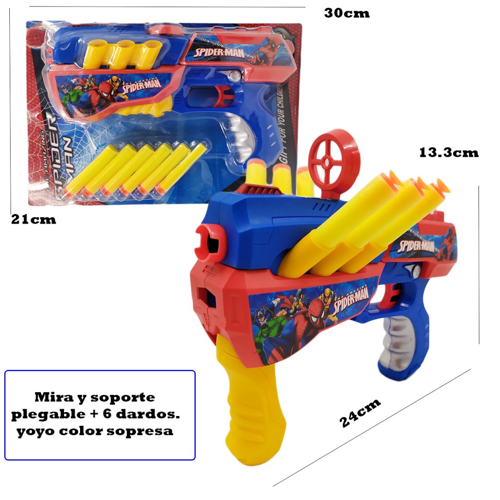 Spiderman Tipo Nerf Blaster Avengers + Yoyo Promoción Ahora Azul-Rojo