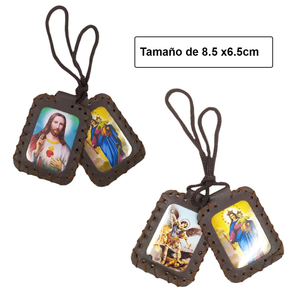 Escapulario Sagrado Corazón Virgen De Guadalupe Accesorios Cafe