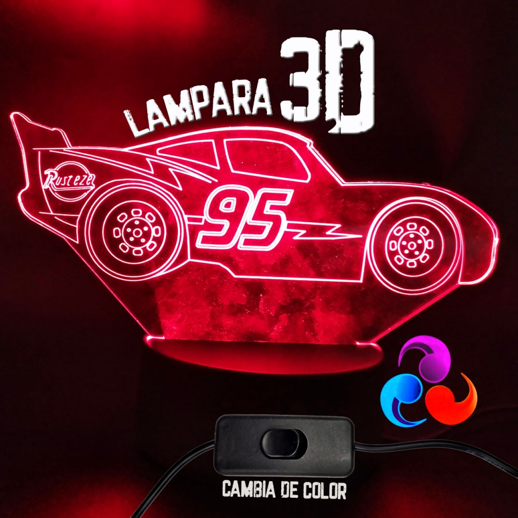Cars Lampara Rayo Mcqueen Juguete Jugueteria Luz Led Niño DJ3000-467