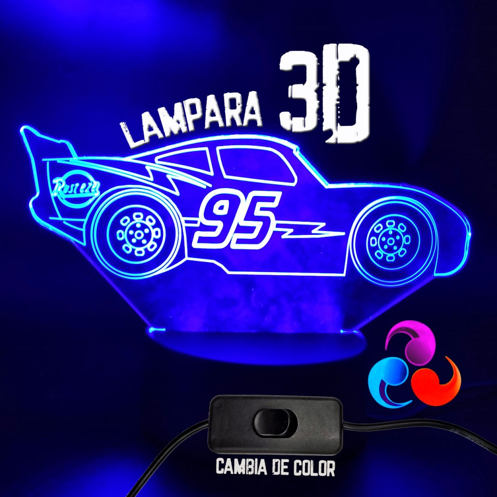 Cars Lampara Rayo Mcqueen Juguete Jugueteria Luz Led Niño DJ3000-467
