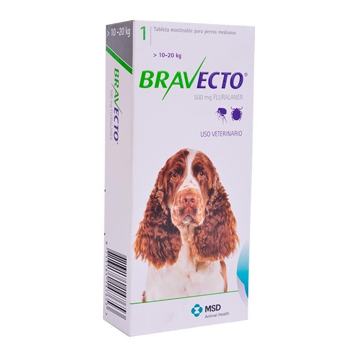 BRAVECTO 500 MG TAB 10 A 20 KG
