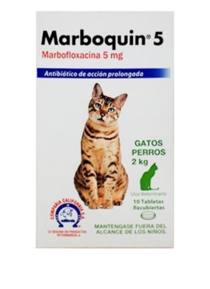 MARBOQUIN 5 MG PERRO Y GATO 2KG X 10 TAB
