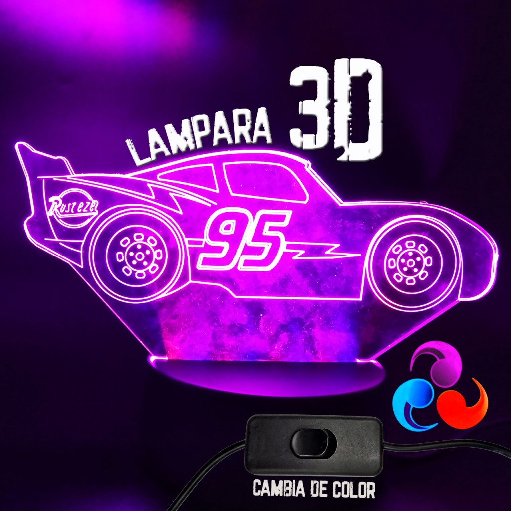 Cars Lampara Rayo Mcqueen Juguete Jugueteria Luz Led Niño DJ3000-467