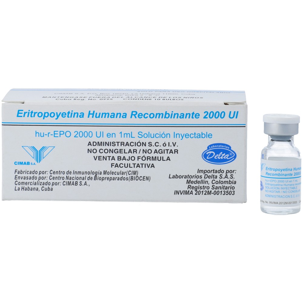 ERITROPOYETINA HUMANA AMP 2000 UI X 1ML (NEVERA)