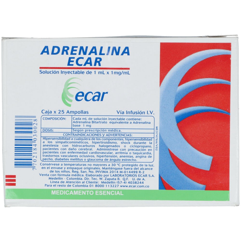 ADRENALINA 1.0 MG X 25 AMP