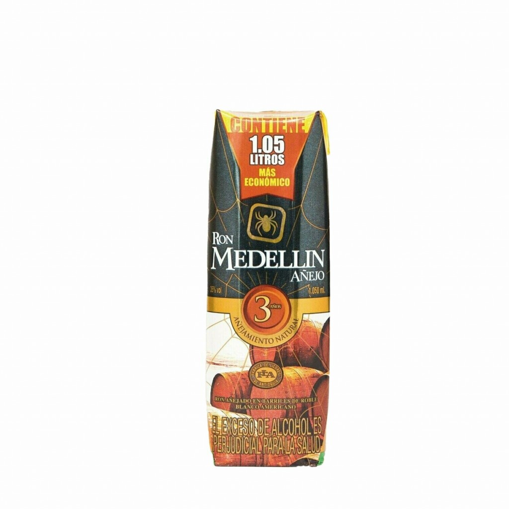 Ron Medellín 3 años Litro tetra 1050 ml - Rones