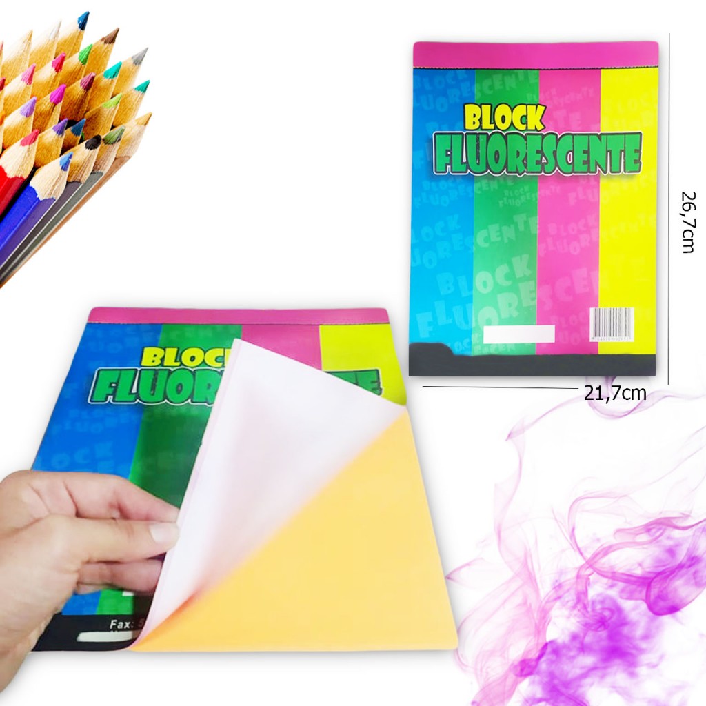 Block Iris Fluorescente Cuaderno Colores Papeleria Escolar