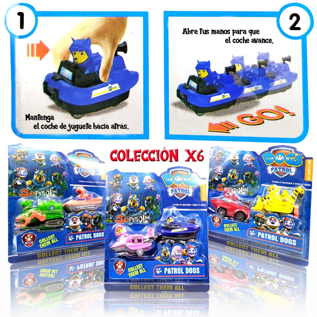 Patrulla Canina set x6 Paw Patrol Carros Juguete Jugueteria Juegos