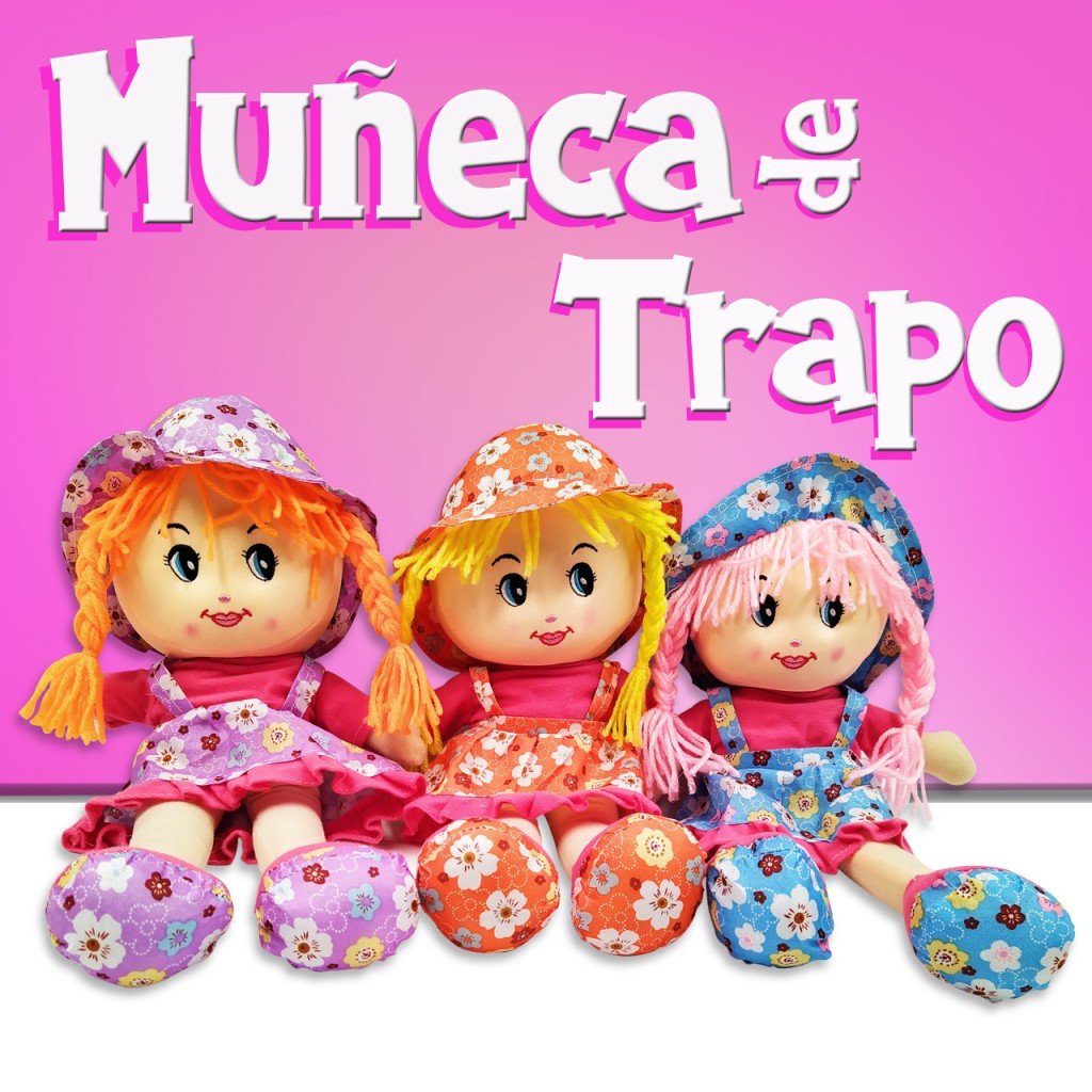 Muñeca De Trapo Niña Juguete Didáctico Juguetería Rubia CABELLO ROSADO