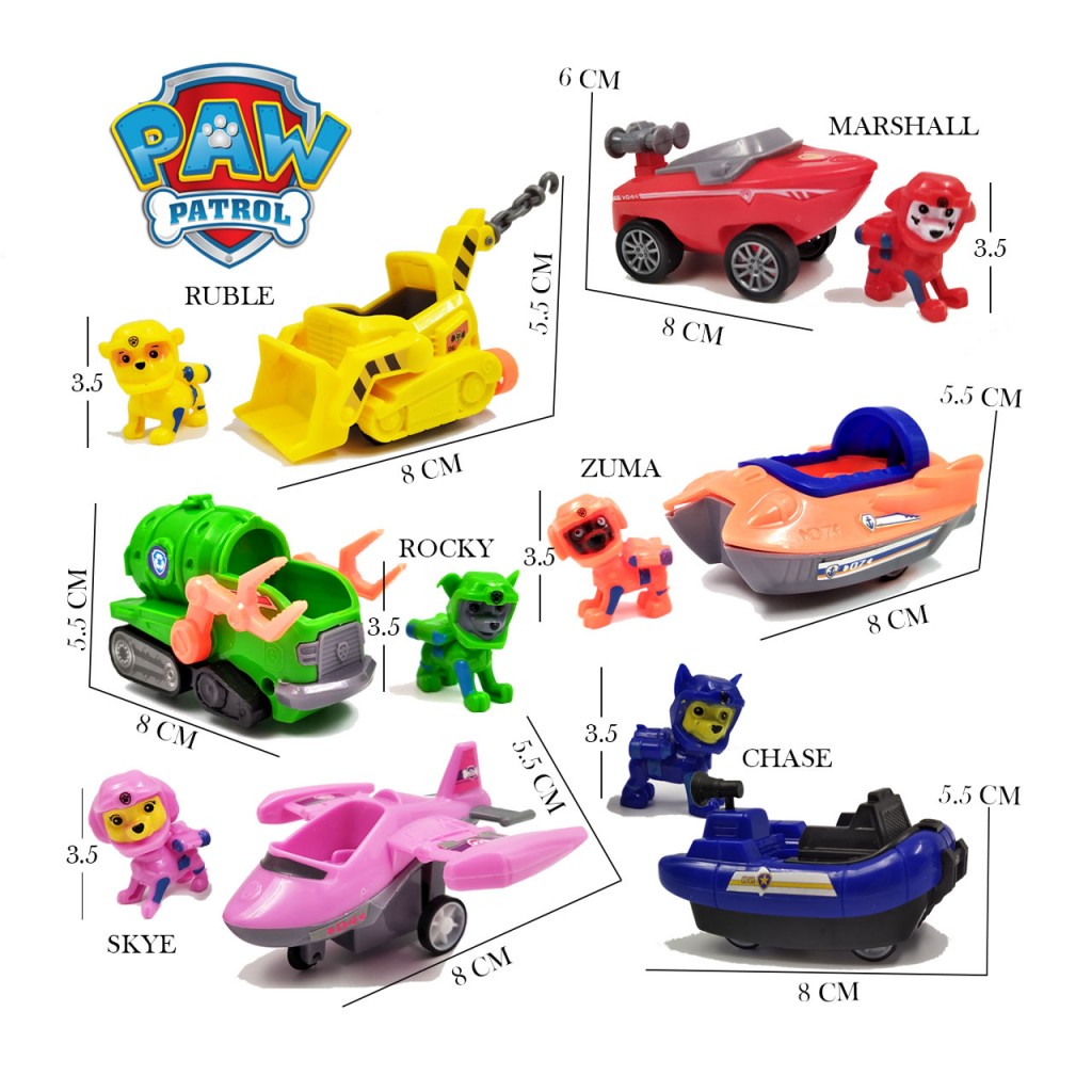 Patrulla Canina set x6 Paw Patrol Carros Juguete Jugueteria Juegos