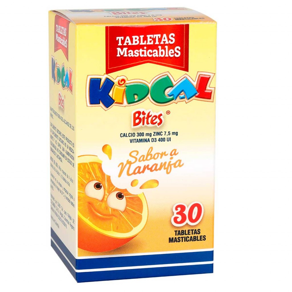 KIDCAL BITTES NARANJA  MASTICAB X 30 TAB