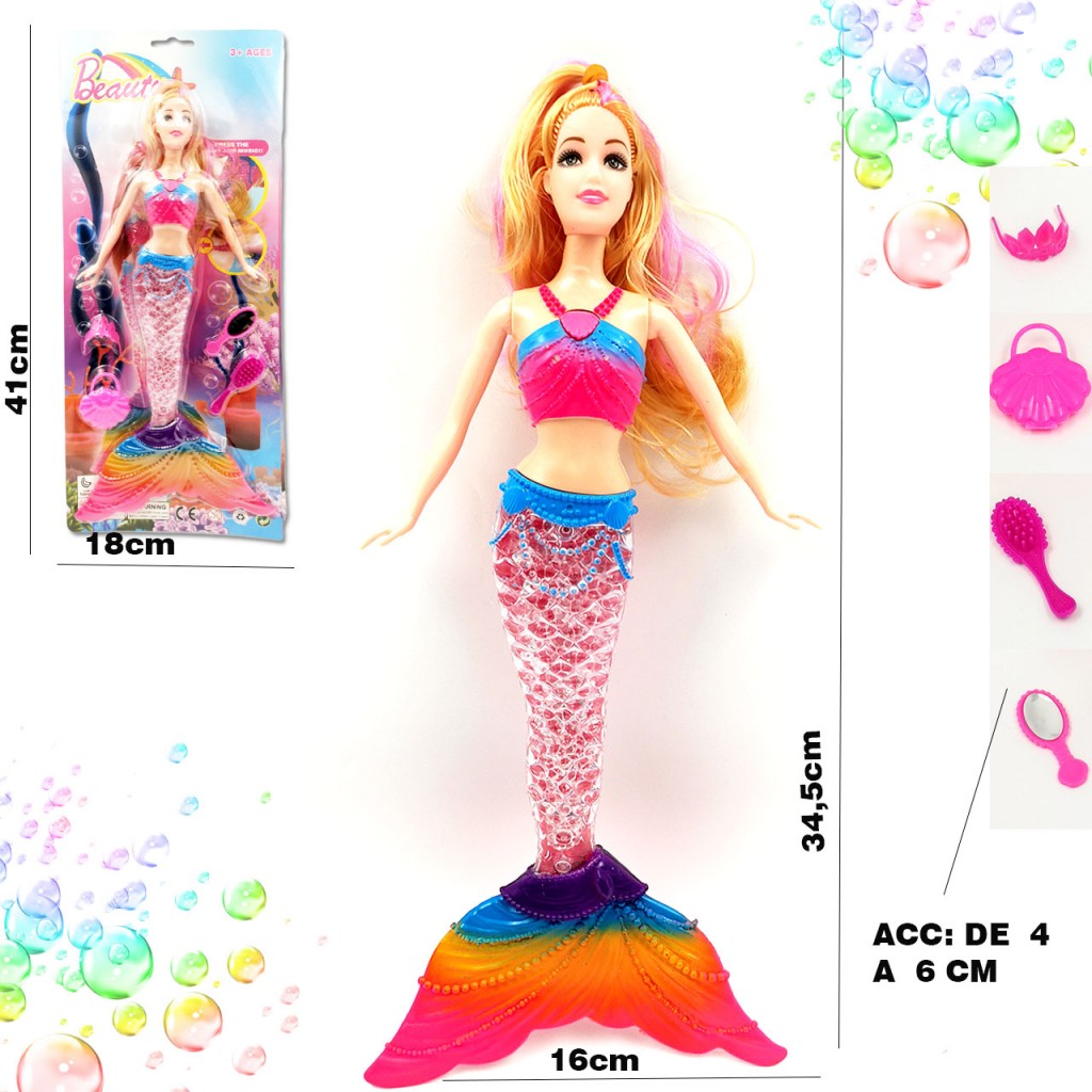 Sirena Muñeca Juguete Luz Musical Juguetería Niñas DJ8101