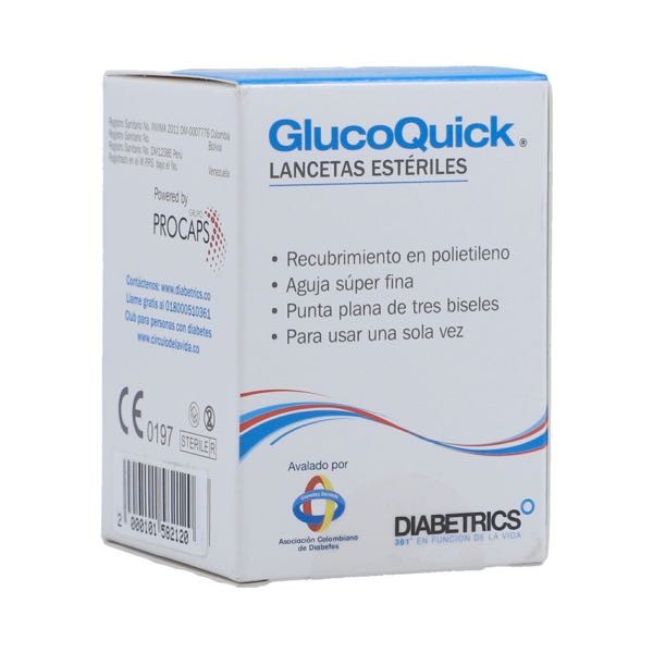 LANCETAS GLUCOQUICK ESTERILES  X 50 UNID