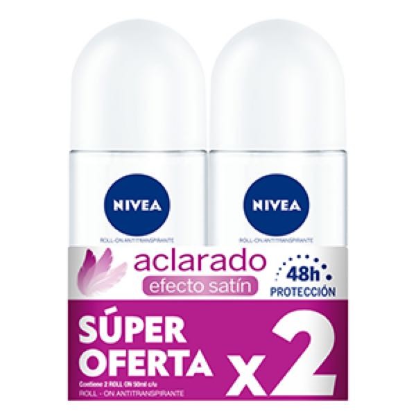 NIVEA DESOD ACLARADO SATIN ROLLON X 2