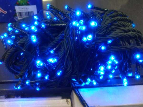 LUZ LINEAL x 100 BOMBILLOS-CABLE VERDE Color:AZUL