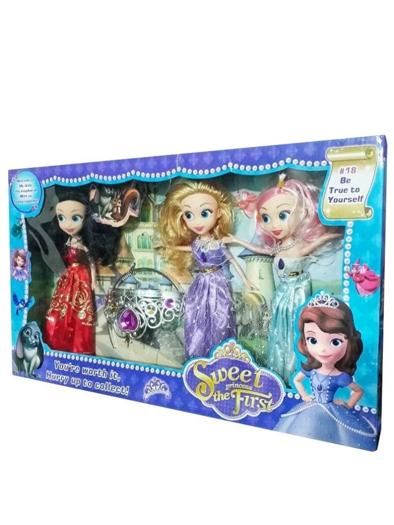 Princesa Sofia Muñecas X3 Hermosas Corona Para Niña Juguetes