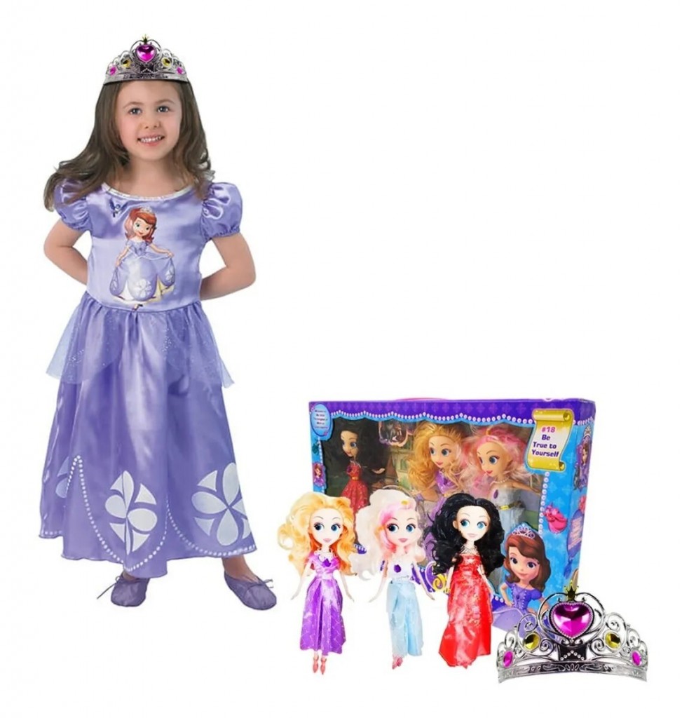 Princesa Sofia Muñecas X3 Hermosas Corona Para Niña Juguetes