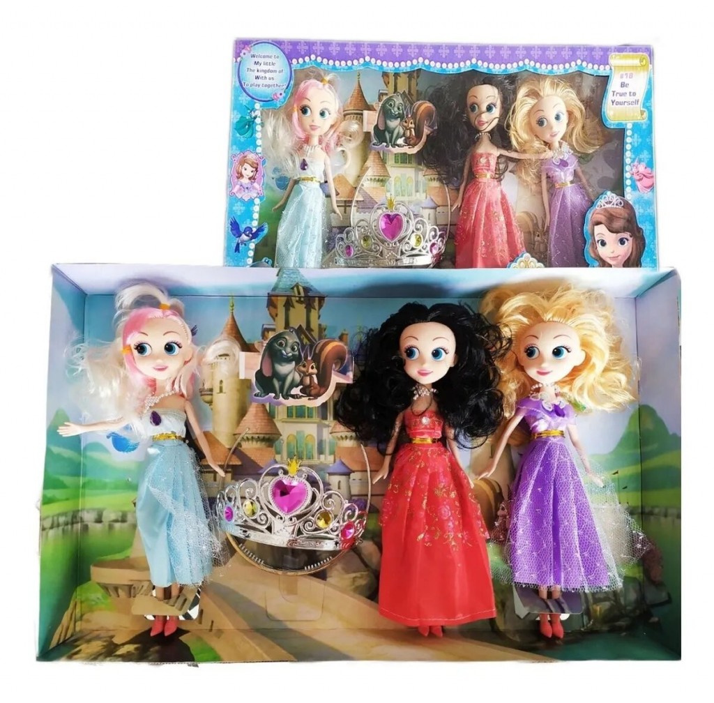 Princesa Sofia Muñecas X3 Hermosas Corona Para Niña Juguetes
