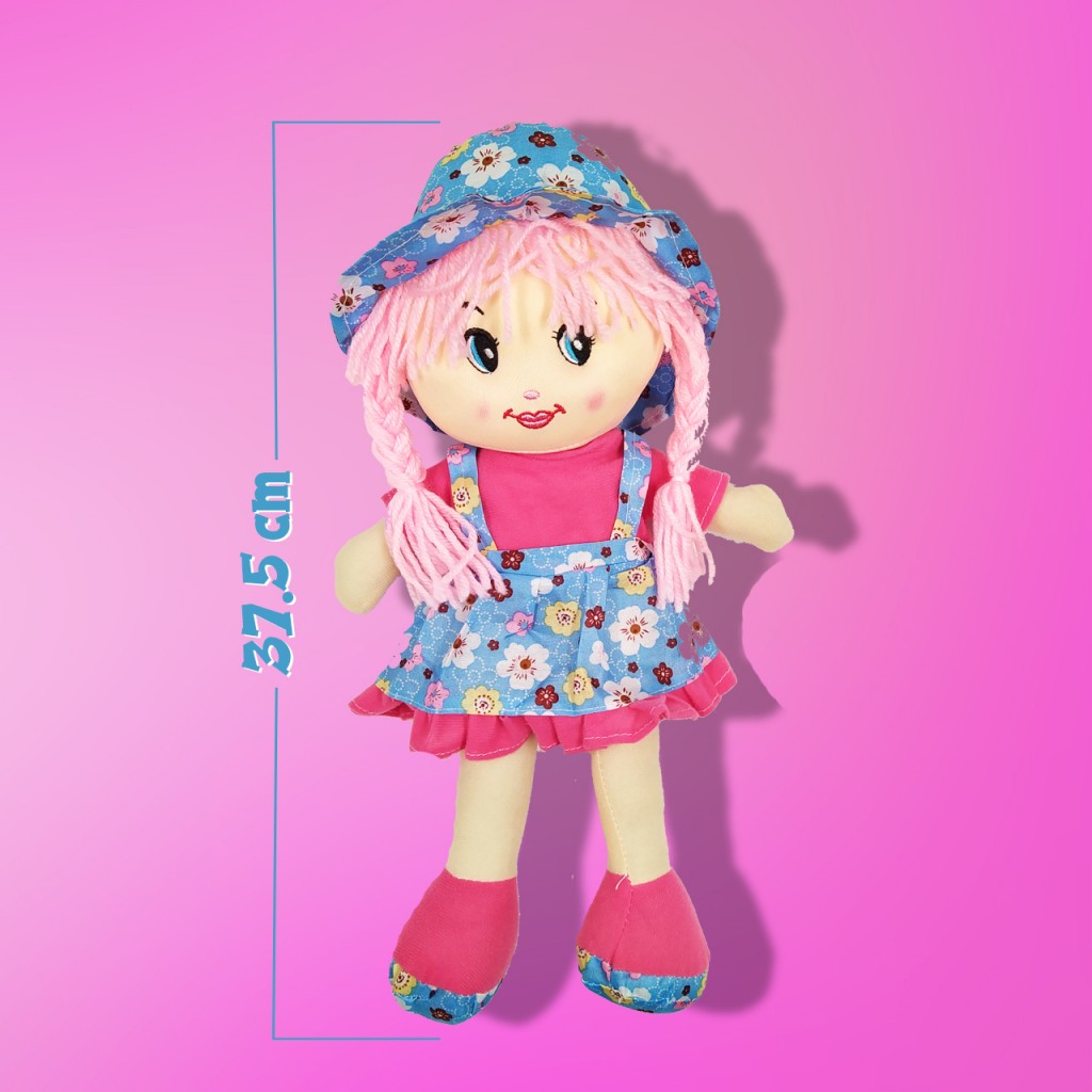 Muñeca De Trapo Niña Juguete Didáctico Juguetería Rubia CABELLO ROSADO