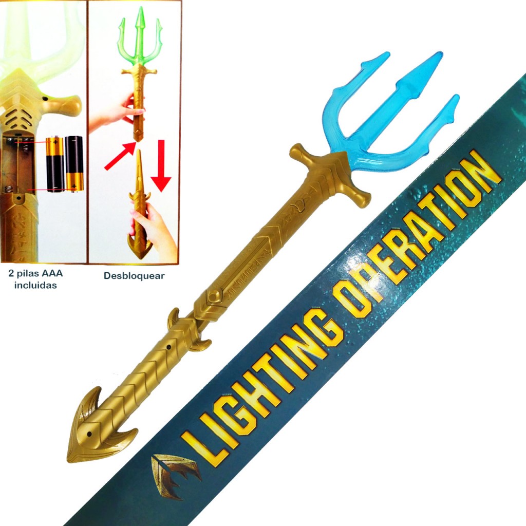 Tridente  Poseidón Juegos Niños Jugueteria Didáctico Luces Aquaman