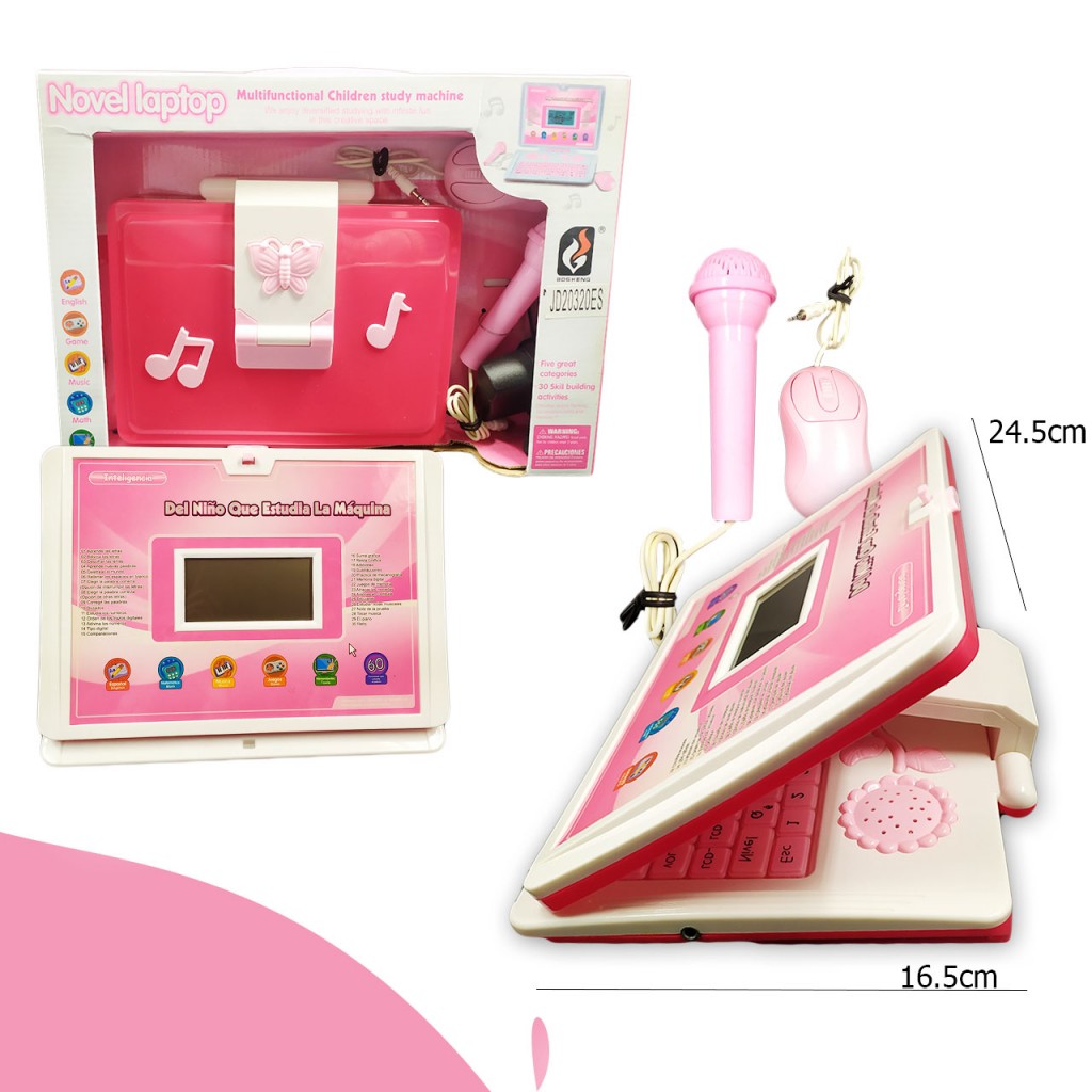 Computadora Didáctica Juguetes Jugueteria Aprendizaje Juego Rosada